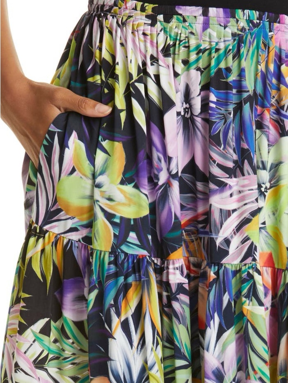 Kobi Halperin Women's Noe Tiered Midi Skirt, Size small- floral Black - Picture 3 of 12